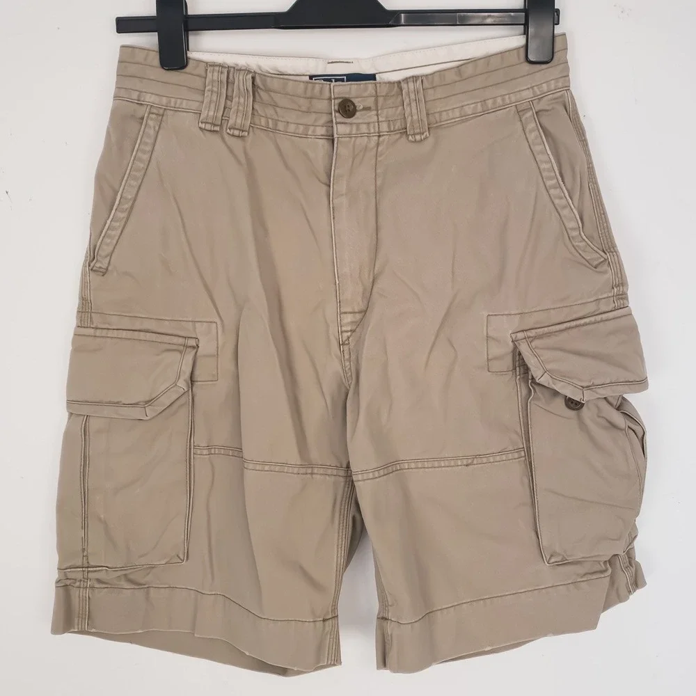 Polo Ralph Lauren Mens Cargo Shorts 32 Tan Classic Polo Chino Cotton FITS 31